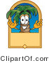 Vector Illustration of a Cartoon Palm Tree Mascot on a Blank Tan Label by Mascot Junction