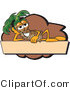Vector Illustration of a Cartoon Palm Tree Mascot over a Blank Tan Business Label by Mascot Junction
