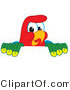 Vector Illustration of a Cartoon Parrot Mascot Looking over a Surface by Mascot Junction