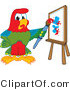 Vector Illustration of a Cartoon Parrot Mascot Painting by Mascot Junction