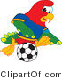 Vector Illustration of a Cartoon Parrot Mascot Playing Soccer by Mascot Junction