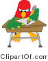 Vector Illustration of a Cartoon Parrot Mascot Taking a Quiz by Mascot Junction