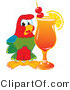 Vector Illustration of a Cartoon Parrot Mascot with a Fruity Cocktail by Mascot Junction