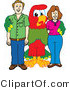 Vector Illustration of a Cartoon Parrot Mascot with Parents by Mascot Junction