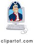 Vector Illustration of a Cartoon Patriot Mascot Emerging from a Computer Screen by Mascot Junction