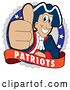 Vector Illustration of a Cartoon Patriot Mascot Giving a Thumb up on a Badge by Mascot Junction