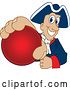 Vector Illustration of a Cartoon Patriot Mascot Grabbing a Red Ball by Mascot Junction