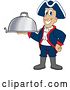 Vector Illustration of a Cartoon Patriot Mascot Holding a Cloche Platter by Mascot Junction