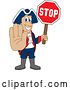 Vector Illustration of a Cartoon Patriot Mascot Holding a Stop Sign by Mascot Junction