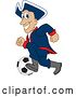 Vector Illustration of a Cartoon Patriot Mascot Playing Soccer by Mascot Junction