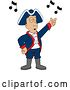 Vector Illustration of a Cartoon Patriot Mascot Singing by Mascot Junction
