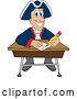 Vector Illustration of a Cartoon Patriot Mascot Taking a Quiz by Mascot Junction
