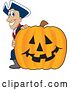 Vector Illustration of a Cartoon Patriot Mascot with a Halloween Pumpkin by Mascot Junction