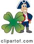 Vector Illustration of a Cartoon Patriot Mascot with a St Patricks Day Clover by Mascot Junction