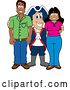 Vector Illustration of a Cartoon Patriot Mascot with Happy Parents or Teachers by Mascot Junction