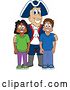 Vector Illustration of a Cartoon Patriot Mascot with Happy Students by Mascot Junction