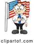Vector Illustration of a Cartoon Patriotic White Businessman Nerd Mascot Pledging Allegiance to an American Flag by Mascot Junction