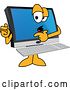 Vector Illustration of a Cartoon PC Computer Mascot Blaming Issues on Something Else by Mascot Junction