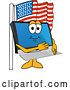 Vector Illustration of a Cartoon PC Computer Mascot Pledging Allegiance to the American Flag by Mascot Junction