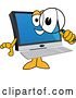 Vector Illustration of a Cartoon PC Computer Mascot Searching with a Magnifying Glass by Mascot Junction