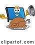 Vector Illustration of a Cartoon PC Computer Mascot Serving a Thanksgiving Turkey by Mascot Junction