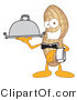 Vector Illustration of a Cartoon Peanut Mascot Waiter with a Platter by Mascot Junction