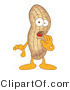 Vector Illustration of a Cartoon Peanut Mascot Whispering by Mascot Junction