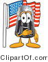 Vector Illustration of a Cartoon Pepper Shaker Mascot Pledging Allegiance to an American Flag by Mascot Junction