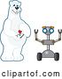 Vector Illustration of a Cartoon Polar Bear School Mascot Controlling a Robot by Mascot Junction