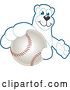 Vector Illustration of a Cartoon Polar Bear School Mascot Grabbing a Baseball by Mascot Junction