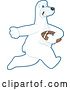 Vector Illustration of a Cartoon Polar Bear School Mascot Running with an American Football by Mascot Junction