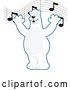 Vector Illustration of a Cartoon Polar Bear School Mascot Singing Under Music Notes by Mascot Junction