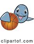 Vector Illustration of a Cartoon Porpoise Dolphin School Mascot Grabbing a Basketball by Mascot Junction