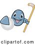 Vector Illustration of a Cartoon Porpoise Dolphin School Mascot Grabbing a Field Hockey Ball and Holding a Stick by Mascot Junction