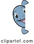 Vector Illustration of a Cartoon Porpoise Dolphin School Mascot Looking Around a Sign by Mascot Junction