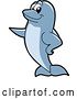 Vector Illustration of a Cartoon Porpoise Dolphin School Mascot Pointing by Mascot Junction