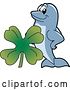 Vector Illustration of a Cartoon Porpoise Dolphin School Mascot with a St Patricks Day Clover by Mascot Junction