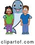 Vector Illustration of a Cartoon Porpoise Dolphin School Mascot with Happy Students by Mascot Junction
