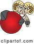 Vector Illustration of a Cartoon Ram Mascot Grabbing a Red Ball by Mascot Junction