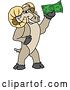 Vector Illustration of a Cartoon Ram Mascot Holding Cash Money by Mascot Junction