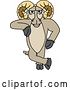 Vector Illustration of a Cartoon Ram Mascot Leaning by Mascot Junction