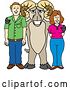Vector Illustration of a Cartoon Ram Mascot Posing with Parents by Mascot Junction