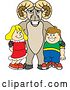 Vector Illustration of a Cartoon Ram Mascot Posing with Students by Mascot Junction