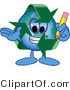 Vector Illustration of a Cartoon Recycle Mascot Holding a Pencil by Mascot Junction