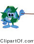 Vector Illustration of a Cartoon Recycle Mascot Holding a Pointer Stick by Mascot Junction