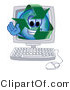 Vector Illustration of a Cartoon Recycle Mascot in a Computer by Mascot Junction