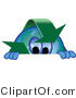 Vector Illustration of a Cartoon Recycle Mascot Looking over a Surface by Mascot Junction