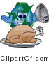 Vector Illustration of a Cartoon Recycle Mascot Serving a Thanksgiving Turkey by Mascot Junction