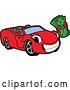 Vector Illustration of a Cartoon Red Convertible Car Mascot Holding Cash Money by Mascot Junction