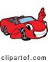 Vector Illustration of a Cartoon Red Convertible Car Mascot Holding up a Finger by Mascot Junction